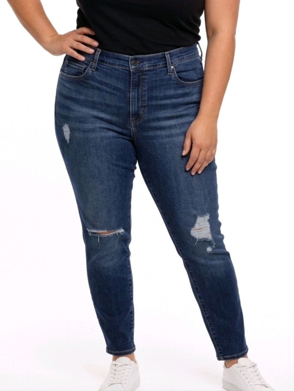 Levi's 721 High Rise Dark Wash Distressed Skinny Jeans Size 20W
